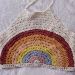American Eagle Crochet Rainbow Halter Top